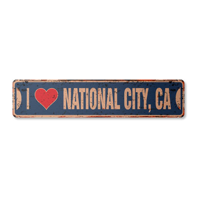 Plaque de rue National City en aluminium 6 po x 24 po