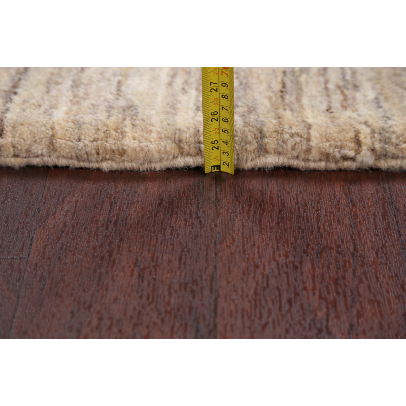 Tapis en laine beige 2 pi 11 po x 3 pi 1 laine noué la à la main one-of-kind Rockmart