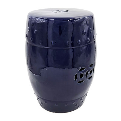 D13x18" Ceramic Barrel Stool With Cutout Design by Dakota Fields