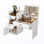 Bureau de coiffeuse 3-en-1 avec miroir rabattable et plateau en verre