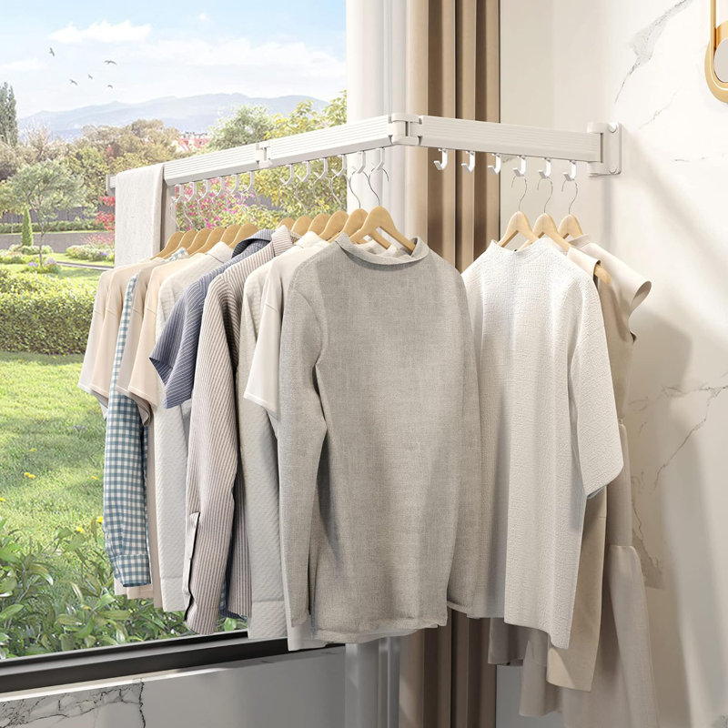 Séchoir à linge mural blanc pliable