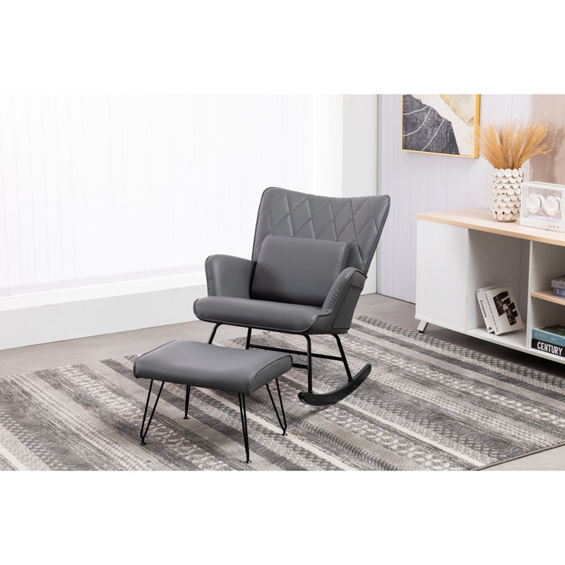 Chaise berçante de soutien pour une assise confortable - Option de chambre grise avec coussin lombaire pour la chambre de bébé
