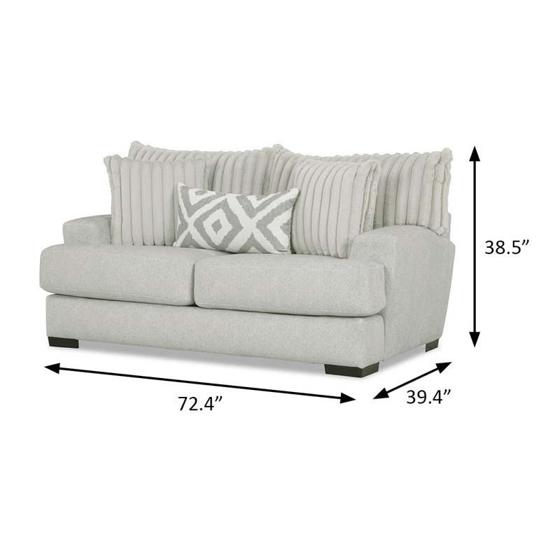 72.4" W Transitional Loveseat, Gray