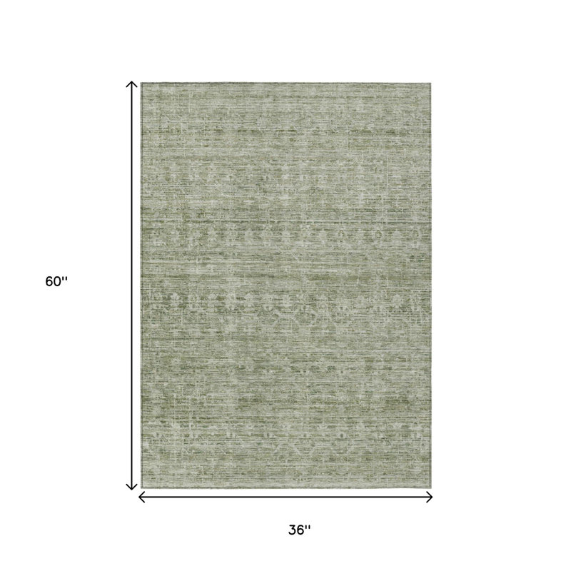 Tapis intérieur/extérieur lavable à rayures sauge et beige 90 x 150 cm
