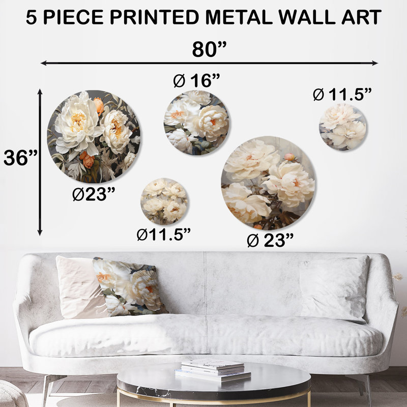 Ensemble de 5 décorations murales en métal Beige