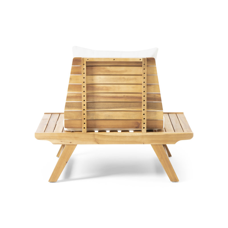 Armless Club Chair, Outdoor Wood Chair, White, Teak