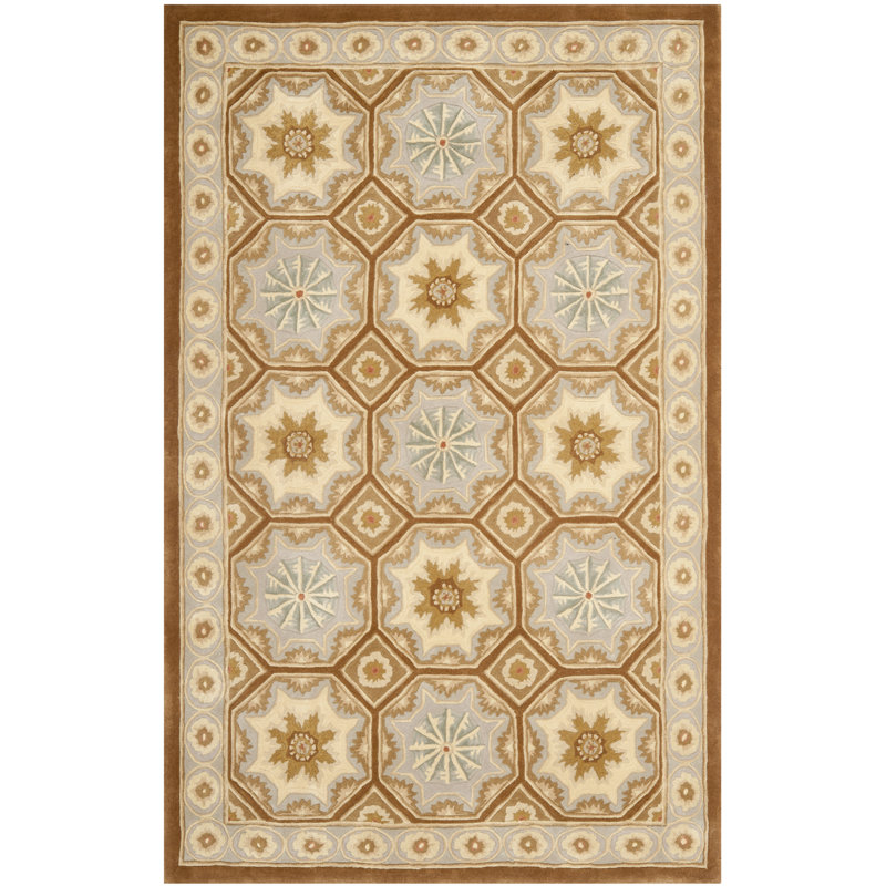 Tapis floral en laine touffeté à la main Naples, Rectangle 5 pi x 8 pi