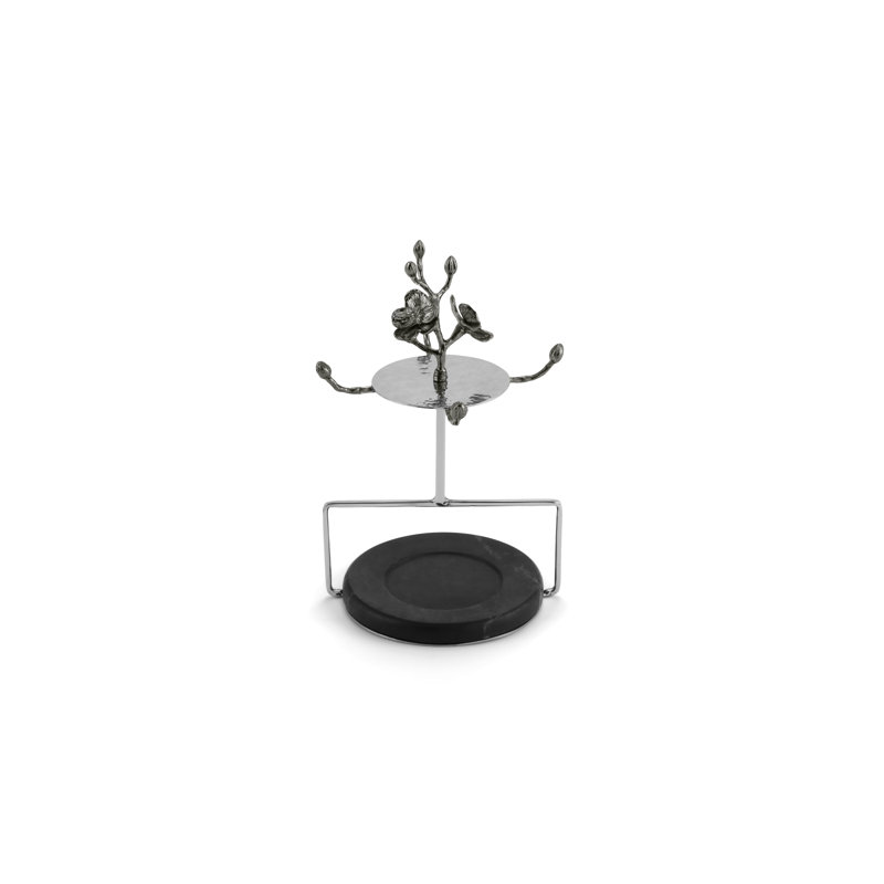 Black Orchid Demitasse Set with Stand