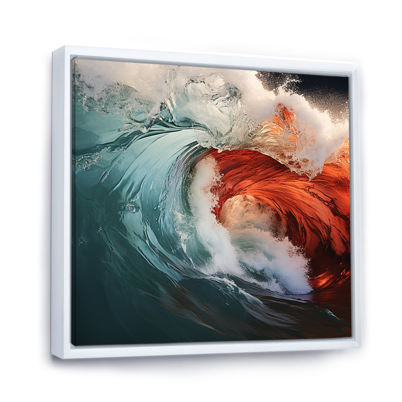 «Green Green Wave», impression sur toile, H 24 po x l 24 po x P 1 po, Cadre flottant blanc