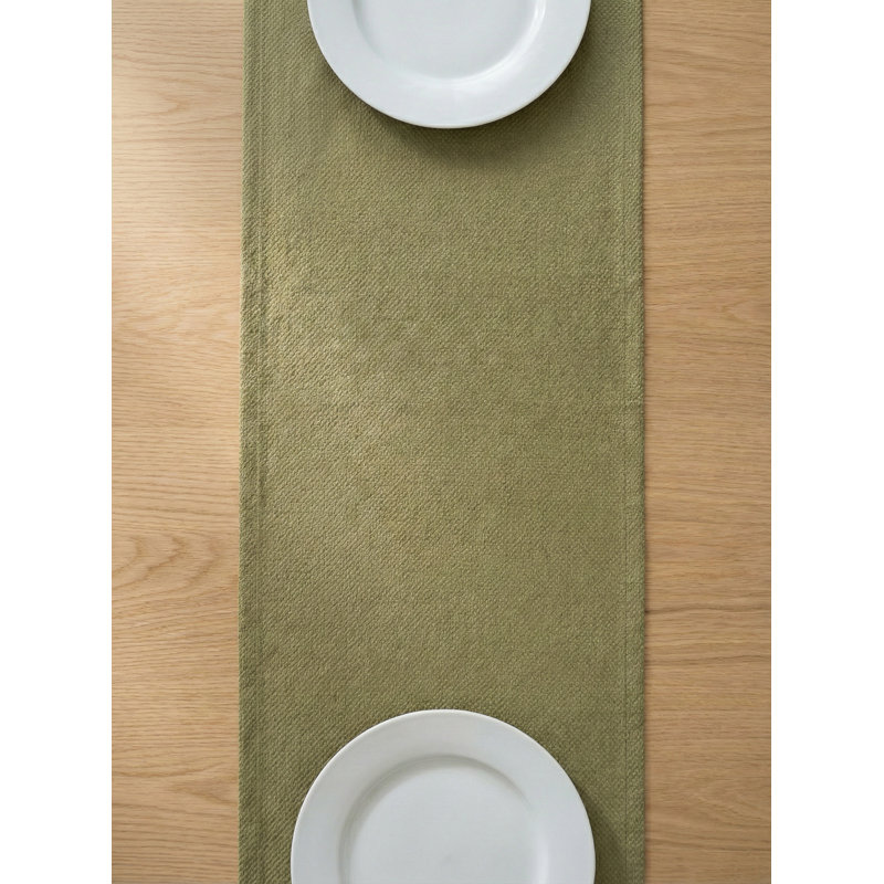 Polished Pink Drift Weave Indoor Outdoor Table Runner 14x72, Pure Green