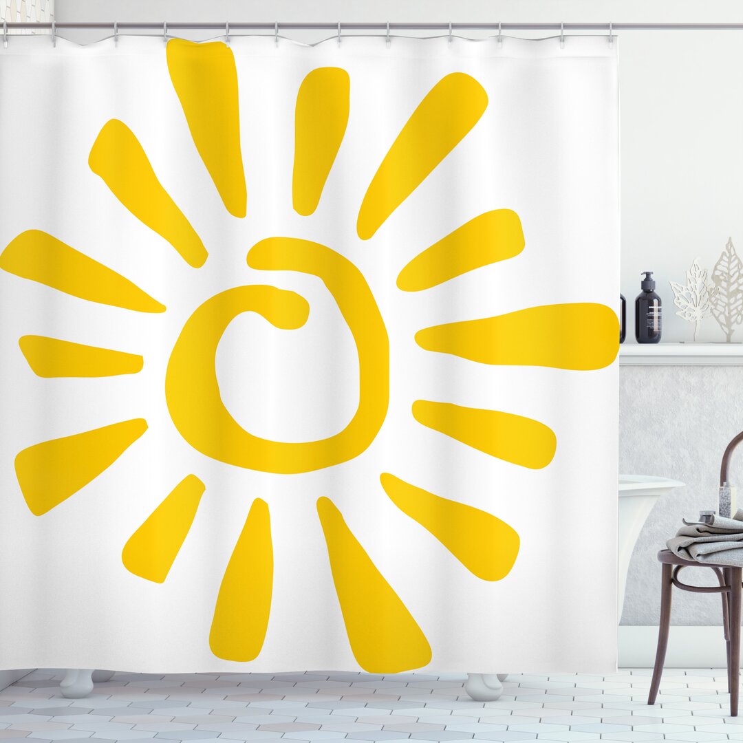 Duschvorhang, Doodle Sun Burst Sommer, Sonne, Gelb weiss