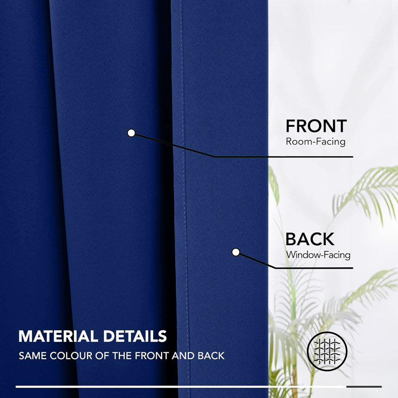 Triple Woven Blackout Curtains - Elegant Room Darkening, Navy, 168cm Width x 228cm Drop