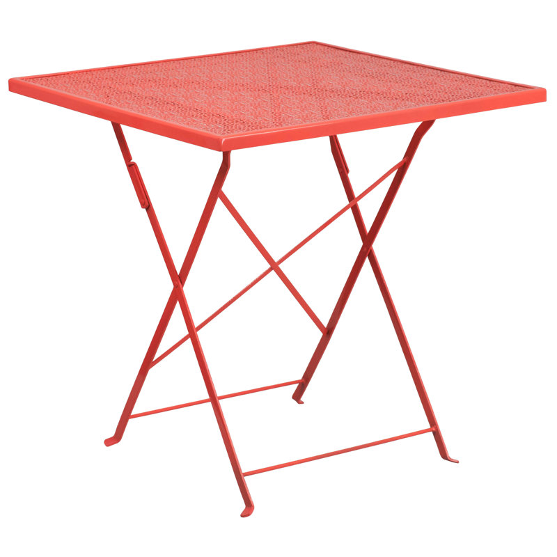 Coral 28'' Square Steel Folding Patio Dining Set for 2