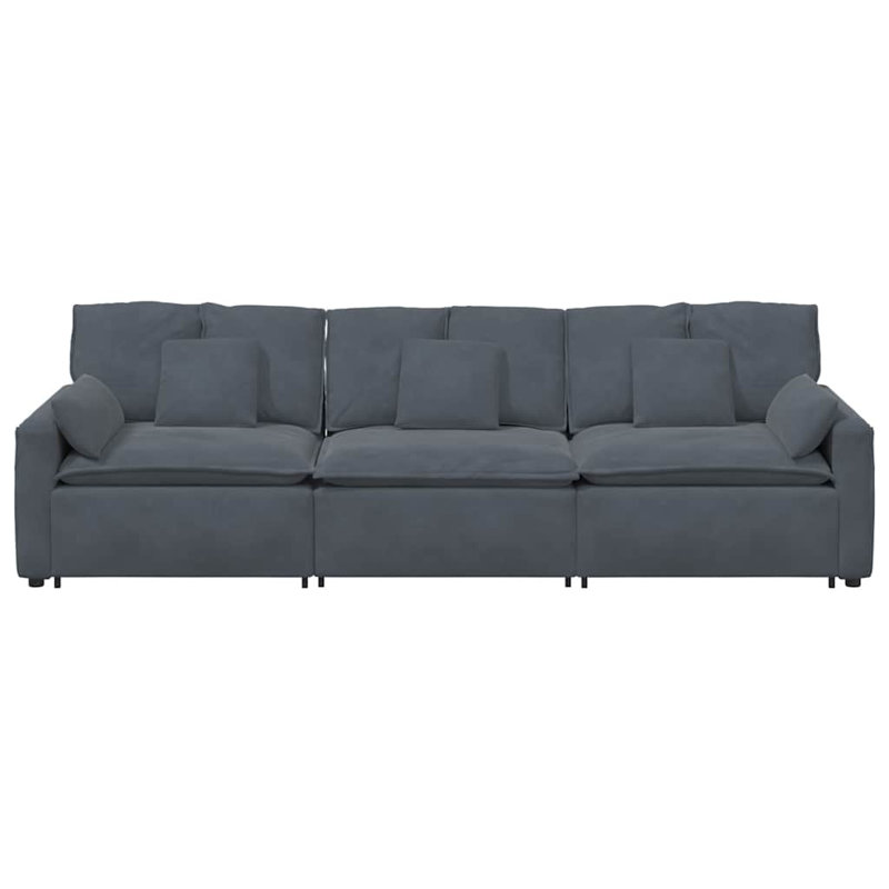  Canapé modulaire en velours gris foncé (100% polyester), mousse, métal