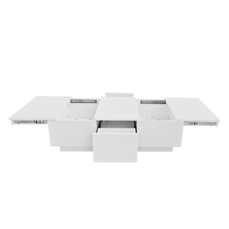 Block Coffee Table with Storage, White