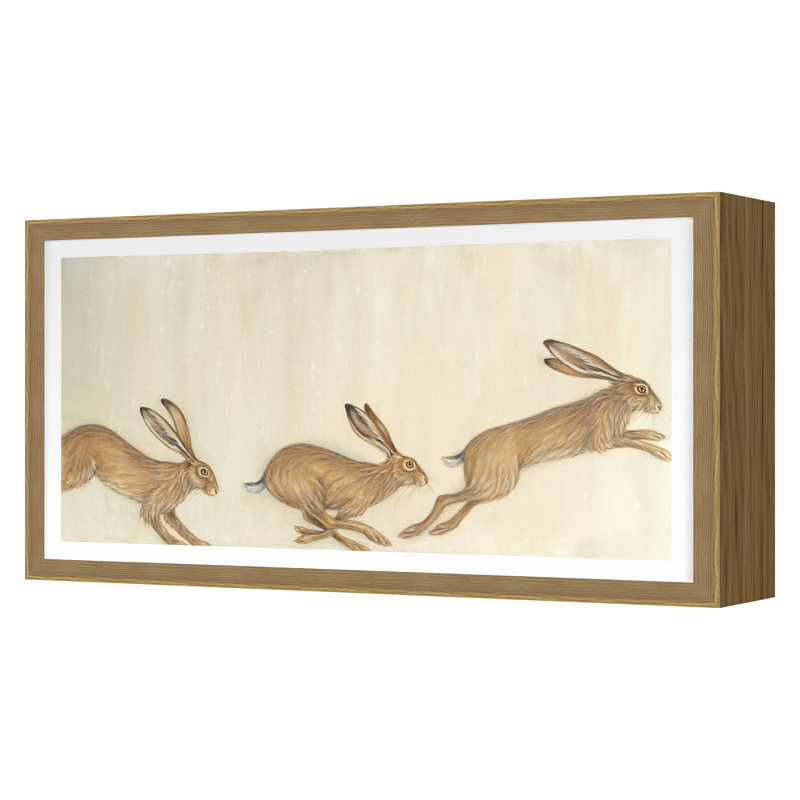 Bounding Hares Print by Bigsby, Bella, Oak Single Picture Framed