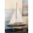 Wood Sail Boat Decorative Sculpture with Beige and Navy Accents and Lifelike Rigging