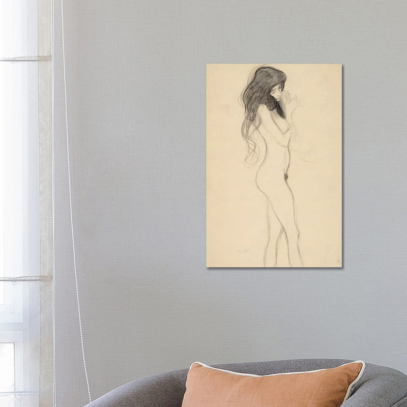 Stehender Frauenakt Nach Rechts (Standing Female Nude From The Front) by Gustav Klimt - Wrapped Canvas Gallery-Wrapped Canvas Giclée
