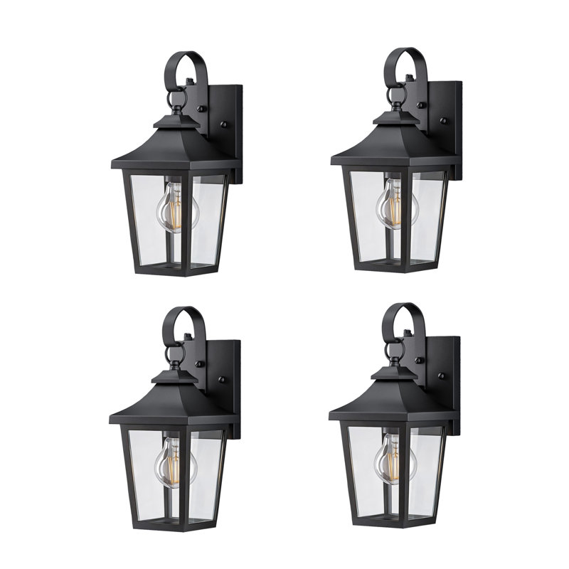 Abarca 13''H Iron Black ETL Tempered Glass Outdoor Wall Light with Dusk to Dawn, Matte Black