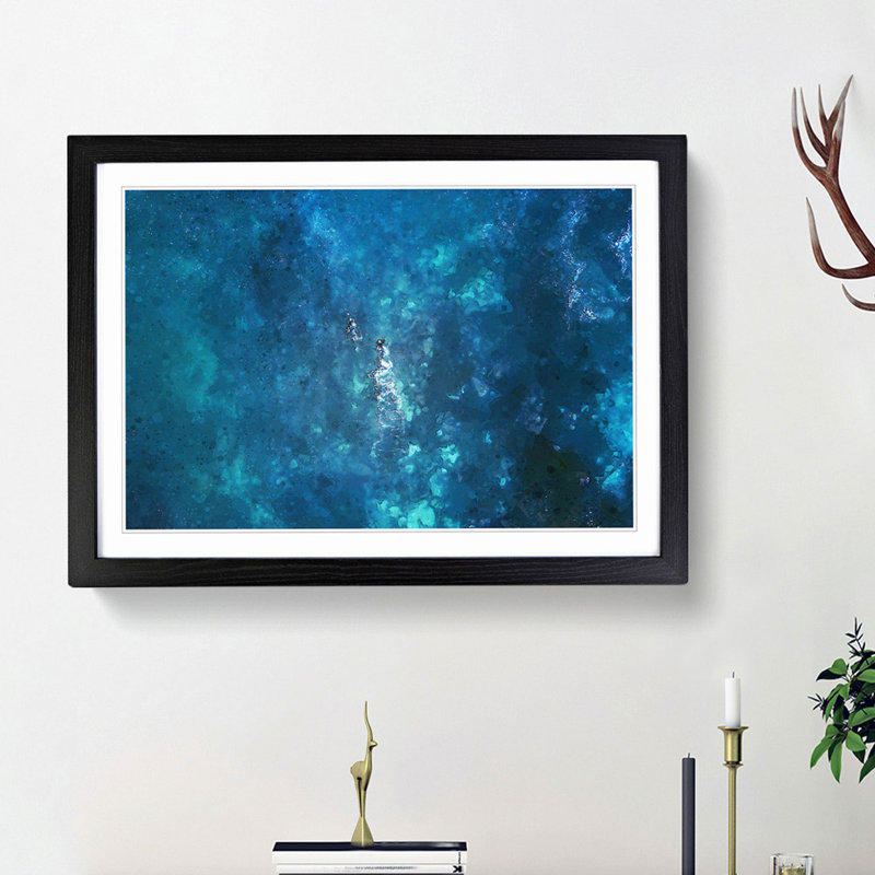 Two Swimmers Swimming - Picture Frame Graphic Art Print, Black Framed, 27cm H x 36cm W x 2cm D