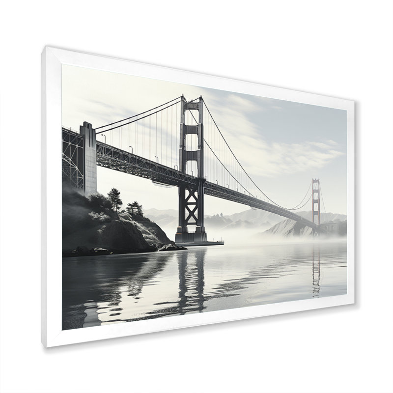 «Gray Bridge Golden Gate», reproduction sur toile, H 12 po x l 20 po x P 1 po, Cadre photo blanc