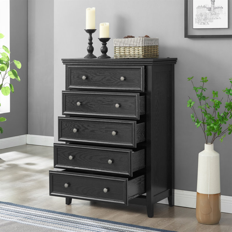 Commode 5 tiroirs Modern, Black