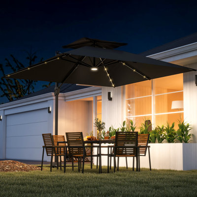 300cm Lighted Tilt Cantilever Parasol