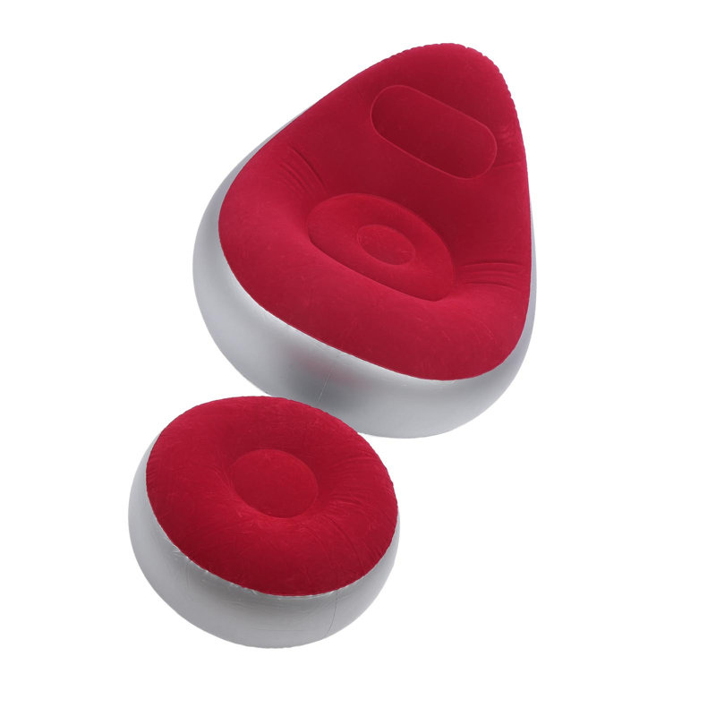 Upholstered Chaise Lounge, Red/Grey