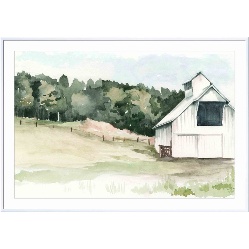 «Barn III» par Jennifer Paxton Parker - peinture encadrée, Blanc, H 24 po x l 36 po