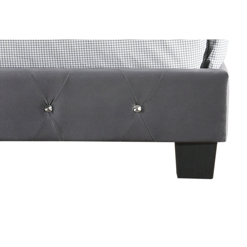 Upholstedred Bed Frame With Headboard, Gray