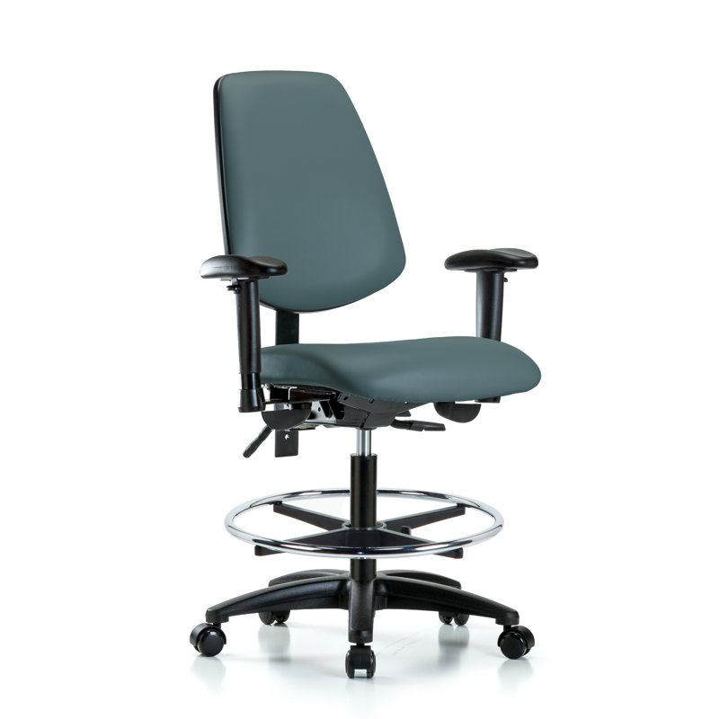 Fauteuil de dessin ergonomique Iyanna, Roulettes, Bleu colonial, Non inclus