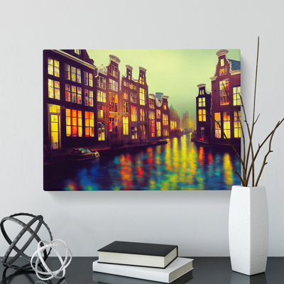 Amsterdam Canal Art Painting Vol.2 - Wrapped Canvas Print