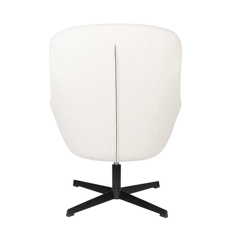 Yuki Swivel Lounge Chair, White Polyester