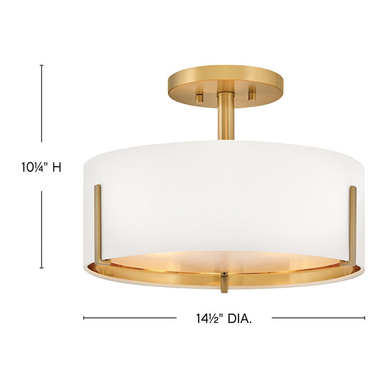 Hinkley Halle Semi Flush Mount, Lacquered Brass