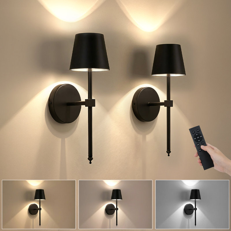 Appliques murales à intensité variable avec abat-jour en métal noir à intensité variable pour peinture miroir , Noir
