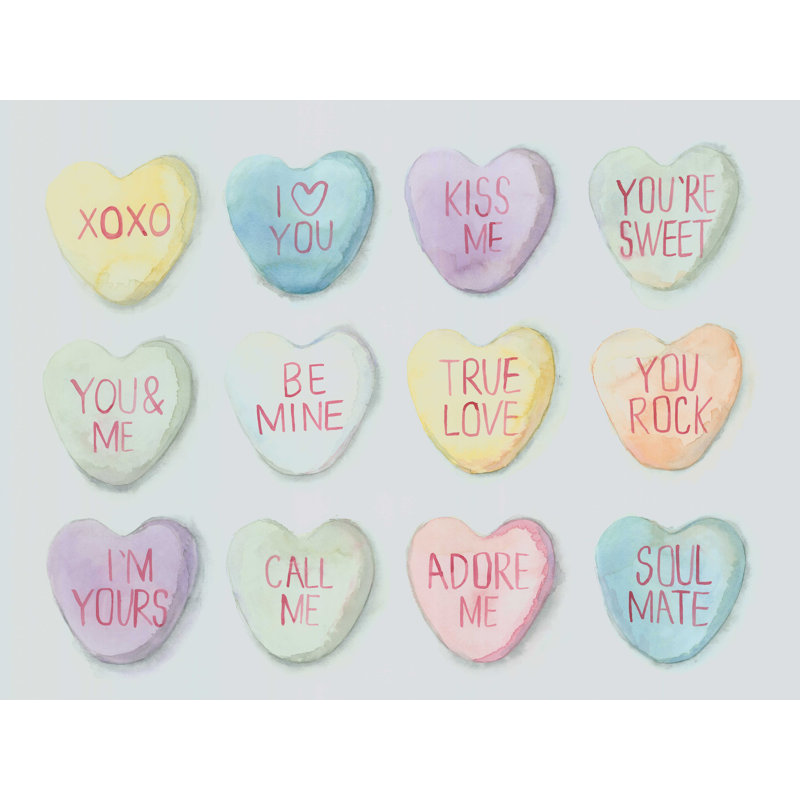 «Candy Hearts with Sayings», reproduction sur toile tendue, H 30 po x l 40 po