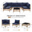 Ensemble de conversation modulaire en rotin 7 pièces avec coussins 7 pièces-1215399127