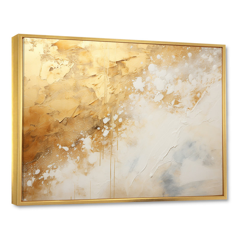 Géode magique dorée et marbre blanc III - art mural abstrait_106510, H 12 po x l 20 po x P 1 po, Cadre flottant doré