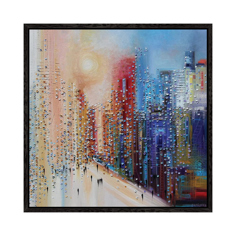 Sunset by Ekaterina Ermilkina - Painting on Canvas, 93.98 cm H x 93.98 cm W, Black Framed