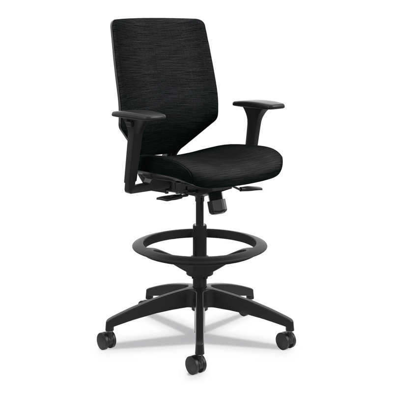 Adjustable Swivel Mesh Task Stool with Reactive Back Support, Black