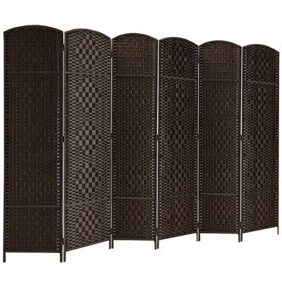 Guilhermina 6ft Lightweight Room Divider Weave Fiber Privacy Folding Screen Freestanding Dual-hinges