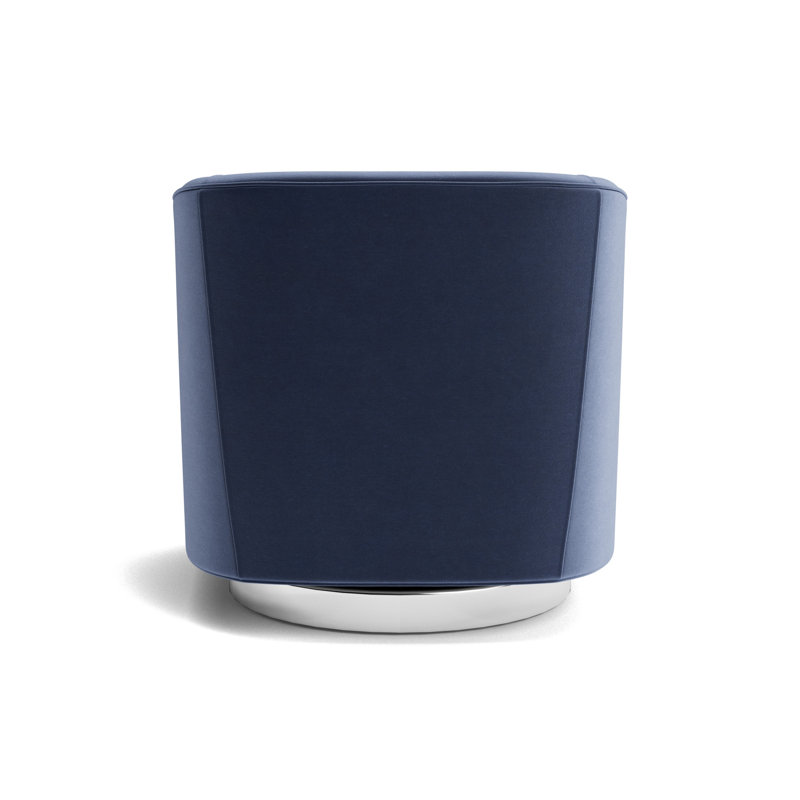 Cooper Full Swivel Chair, Performance Velvet - Indigo, Polished Stainless Steel