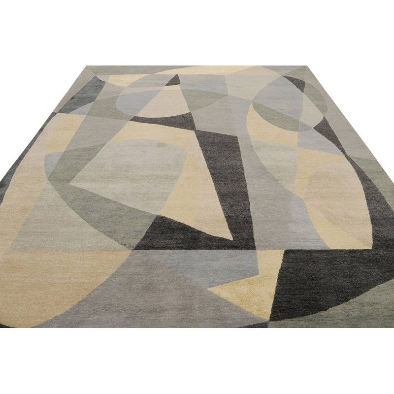Hand Knotted Geometric Area Rug, Rectangle 12' x 16'
