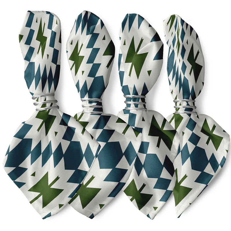 Beily Polyester Geometric Square Napkin, Blue