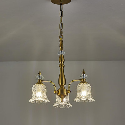 Lustre 3 lumières en verre doré