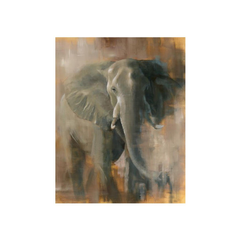 Elephant In Mist Print by Keegan Stewart, 60" H x 47" W x 1.5" D, Glass Coat