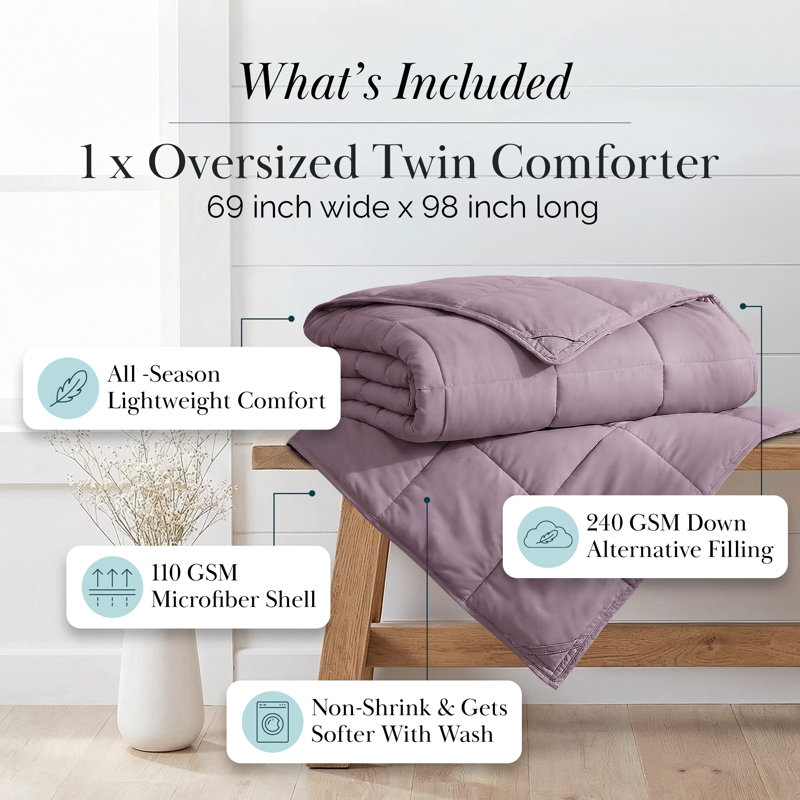 Édredon en duvet synthétique Southwest Fine Linens, Édredon simple, Lavande