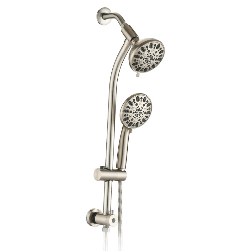 Pomme de douche à main à barre coulissante en acier inoxydable Drillfree, Nickel brossé