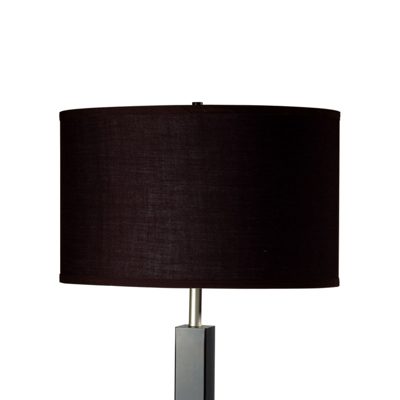 Lampe de table haute 30 po en métal et polyrésine avec finition espresso foncé, abat-jour en tissu