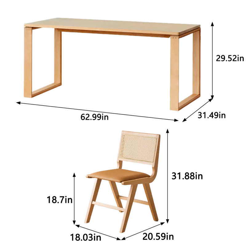 Long table work table Solid wood large board table, 29.52"H x 62.99"L x 31.49"W
